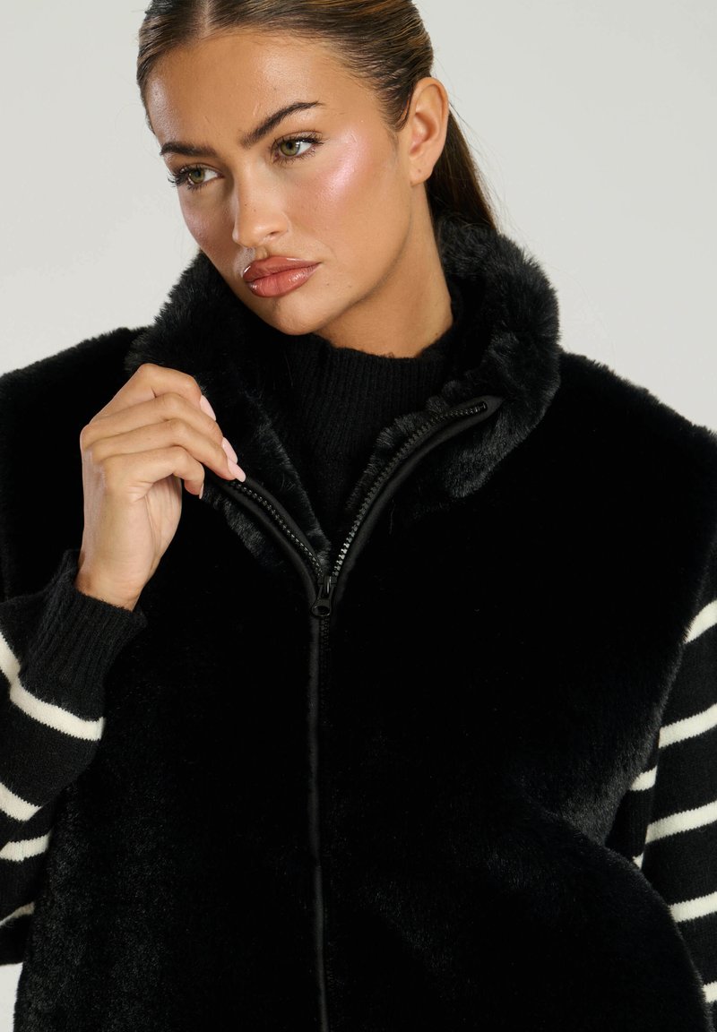 Gilet Court Sans Manches En Fausse Fourrure Pour Femme - Chaud Et Tendance Hiver 2024 - Taille 3XL Noir