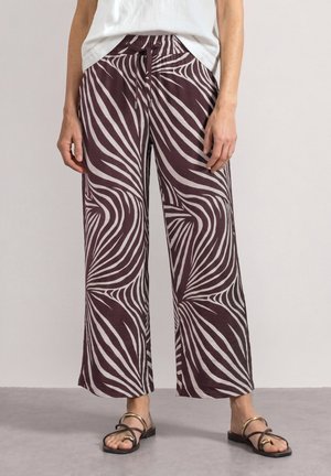 Street One, WIDE-LEG PANTS WITH PRINT AND GALLONSTREIFEN, ciemnoczerwony