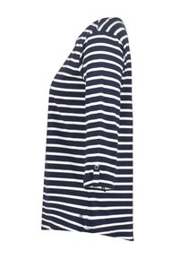 Marineblauwe en witte gestreepte longsleeve shirt met een ronde hals, knoopsluiting aan de manchetten en een licht gebogen zoom. Van zacht katoen.