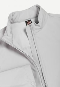 Világosszürke dzseki cipzáros gallérral, a cipzárfülön és a belső címkén jól látható "Colmar Originals" márkajelzés.