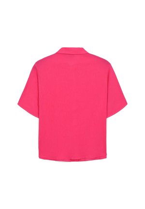 Camicia a maniche corte in un vibrante rosa, realizzata in tessuto leggero. Presenta un colletto classico e una silhouette rilassata con orlo dritto.