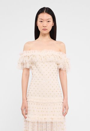 SMOCKED ANKLE  - Cocktailjurk - cream/gold