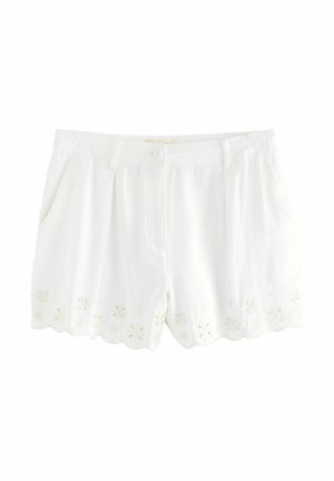 REGULAR FIT - SCALLOPED HEM EMBROIDERED - Lühikesed püksid - white