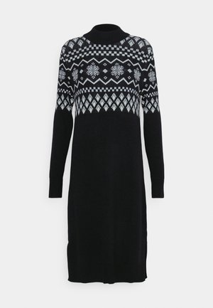 VILA, VIRIL CREW NECK MIDI DRESS - Svetríkové šaty - black/light grey