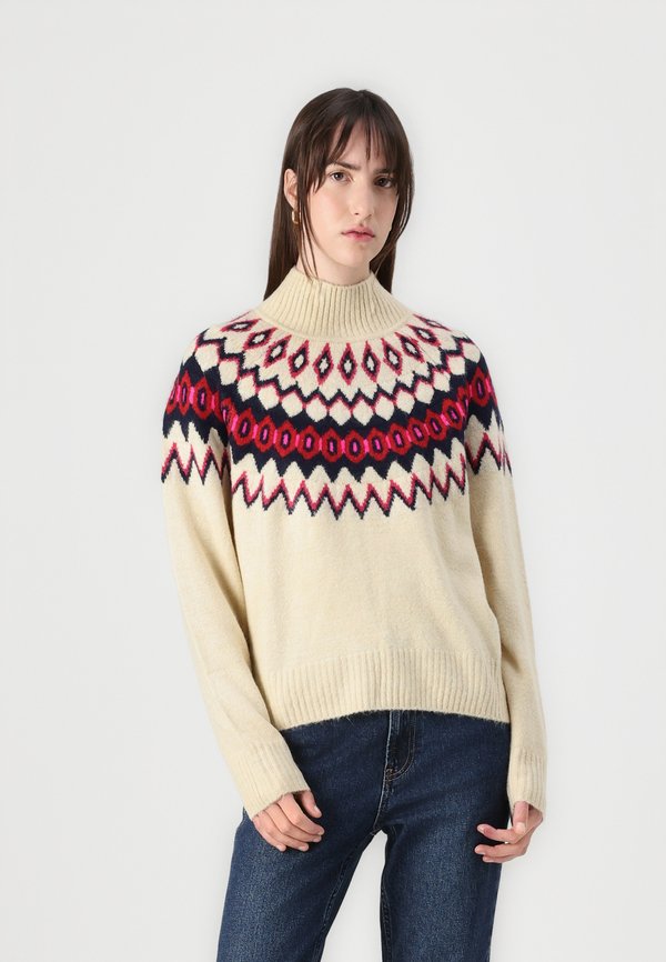 V AIRY MOCKNECK FAIRISLE - Jumper - sand