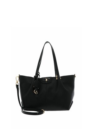 Sac à main noir en cuir U.S. Polo Assn. avec double poignée, bandoulière amovible et ferrures dorées sur fond blanc.