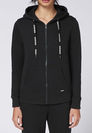 MIT KAPUZE UND LOGO-BAND - Zip-up sweatshirt - black beauty