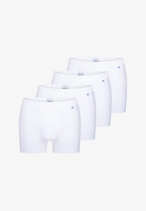 Weiße Boxershorts aus Baumwolle im 4er-Set, mit glatter Textur, elastischem Bund und dezentem Markenzeichen.