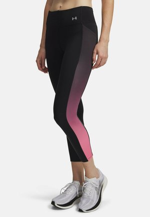 Schwarze Leggings mit seitlichem pinkem Farbverlauf, gefertigt aus stretchfähigem Stoff. Ausgestattet mit einem elastischen Bund und elegantem Design für Komfort.