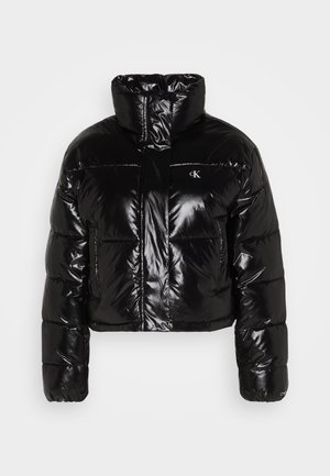 Calvin Klein Jeans CROPPED SHINY PUFFER - Vinterjacka - black