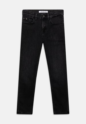 Schwarze Slim-Fit-Jeans mit fünf Taschen und Calvin Klein Jeans-Label am Bund.