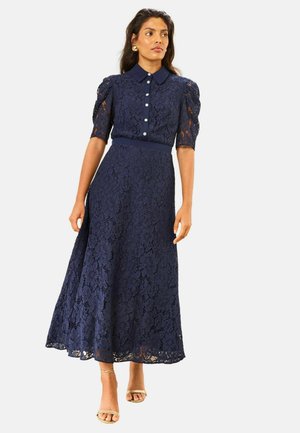 Love & Roses, REGULAR FIT - COLLARED LACE EMBELLISHED BUTTON UP MIDI DRESS . - Freizeitkleid - navy