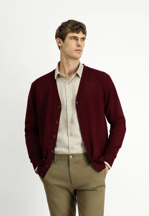 REGULAR FIT V NECK  - Strickjacke - dark burgundy