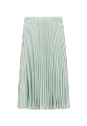 Plissierter Midirock in hellem Mintgrün mit tailliertem Bund und feinen vertikalen Falten im gesamten Stoff.