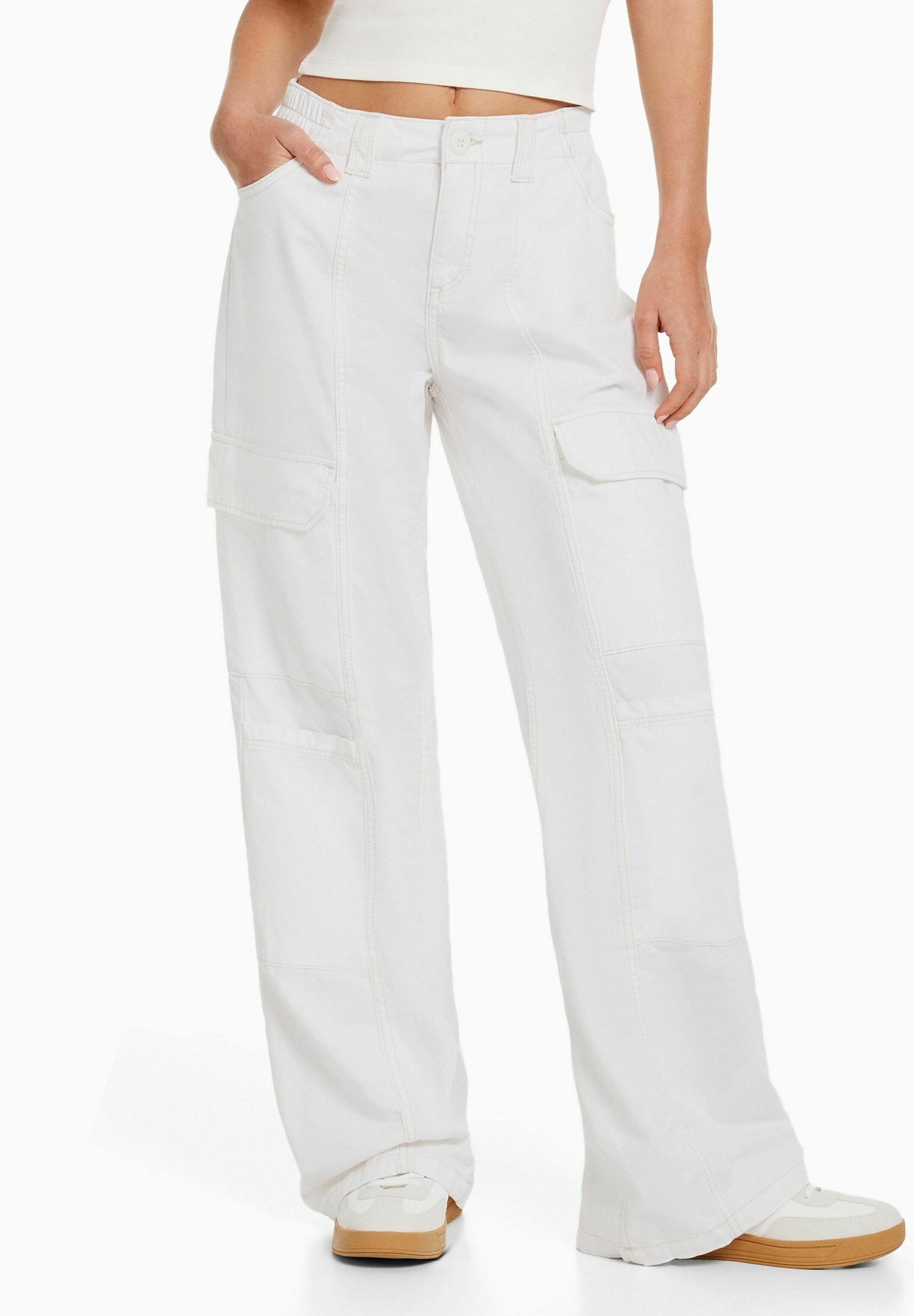 Pantalones Anchos Pantalones Blancos Mujer Bershka Estos Vaqueros