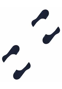 Navyblaue No-Show-Socken aus einem weichen Stoff, mit einer glatten Textur und einer verlängerten Form, die dafür konzipiert sind, beim Tragen unsichtbar zu bleiben.