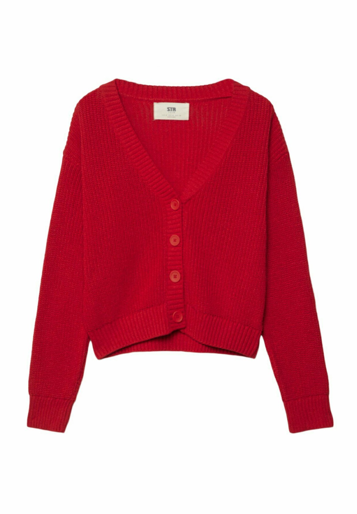 Red cardigan