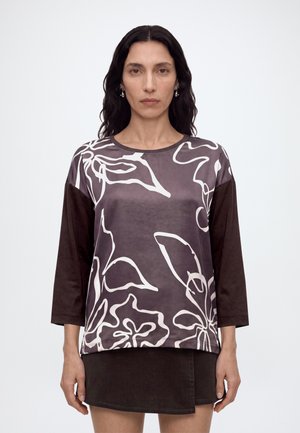 TOM TAILOR, LONGSLEEVE FABRIC MIX - Блуза с дълги ръкави - java dark brown