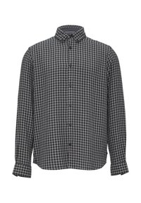 Zwart-wit geruite langslavende shirt met een button-down kraag, met een ruitenpatroon en een relaxte pasvorm. Gemaakt van lichtgewicht stof.