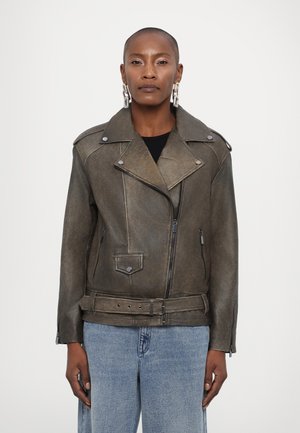 NAPPA DISTRESSED MOTO JACKET - Læderjakker - distressed brown