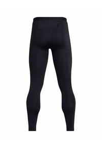 Leggings sportivi neri aderenti visti da dietro, con un alto punto vita e una piccola tasca con zip in vita.