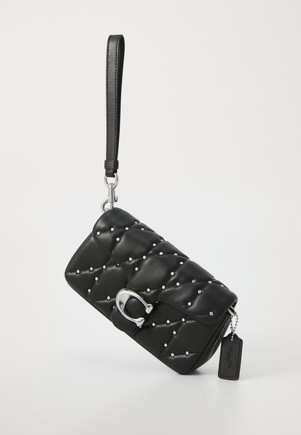 CRYSTAL RIVETS QUILTED PILLOW TABBY WRISTLET WITH CHAIN - Clutch3