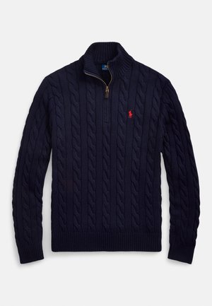 Polo Ralph Lauren CABLE-KNIT COTTON QUARTER-ZIP SWEATER - Džemper - hunter navy