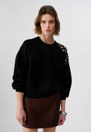 WITH JEWEL EMBROIDERY - Felpa - black