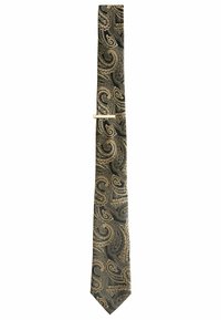 Krawatte - black yellow gold paisley