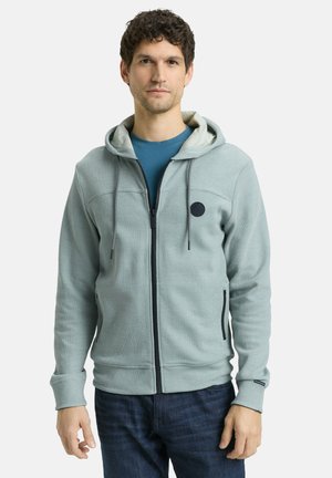 TOM TAILOR Zip-up sweatshirt - green petrol stripe structure