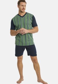 Jan Vanderstorm KURZER HELMWALD SET - Pyjama - dunkelblau gestreift