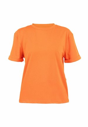 Korte mouwen t-shirt van fel oranje katoen, met een ronde hals en opgerolde mouwen, met een relaxte, recht gesneden silhoutte.