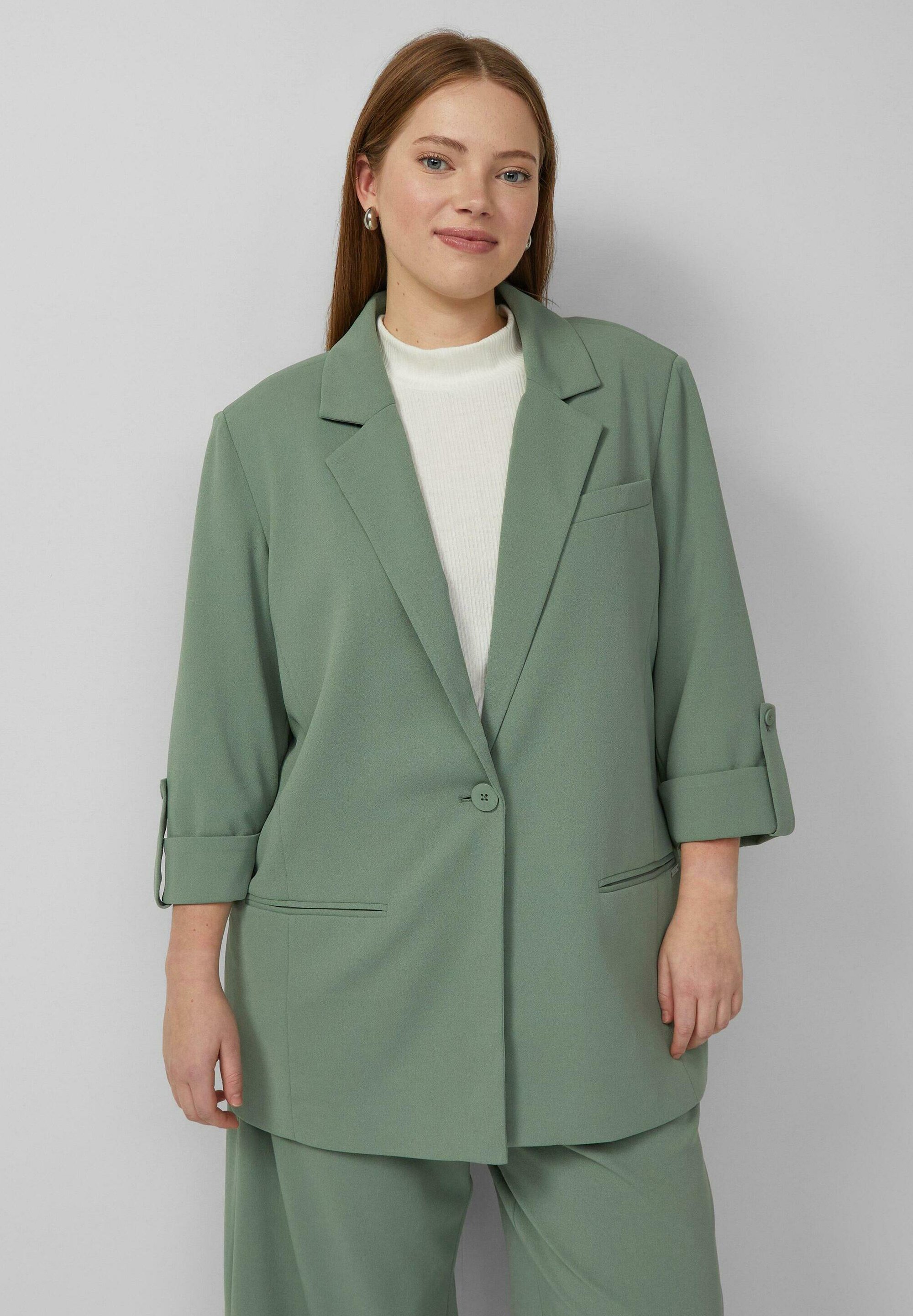 QS Cappotto Donna Con Risvolto E Colletto Girocollo - Tessuto Mélange Di Alta Qualità, Vestibilità Regolare