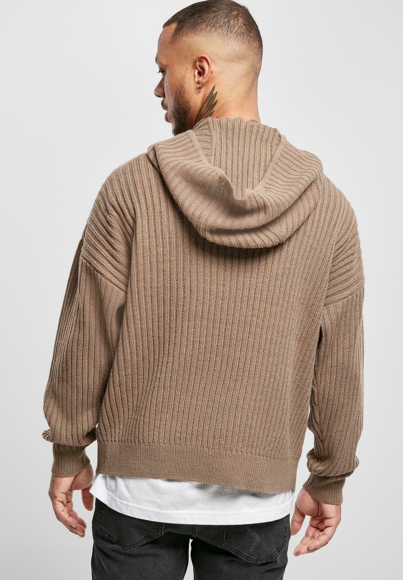 Urban Classics KNITTED HOODY - Kapuzenpullover - darkkhaki/braun