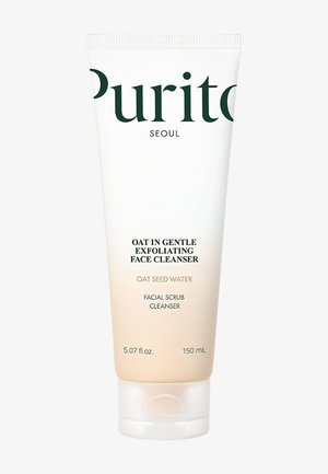 Tubetto detergente viso all'avena Purito Seoul con scrub esfoliante delicato, acqua di semi d'avena, 150 ml, 5,07 fl. oz., confezione bianca e beige.