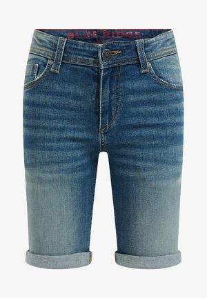 Blue Ridge slim fit denimshorts med op rullede kanter, frontknap, lynlås og lommer foran og bagpå i falmet blå vask.