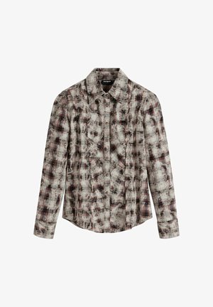 Desigual CHECK TEXTURE - Gombos blúz - brown