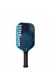 Paddle da pickleball Wilson con design blu e nero e manico in gomma nera.