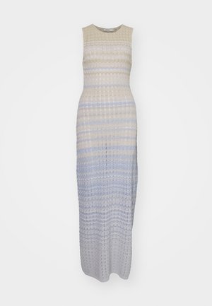 sandro ROBE SANS MANCHE POINTELLE ZIGZAG - Maksikleit - bleu/doré