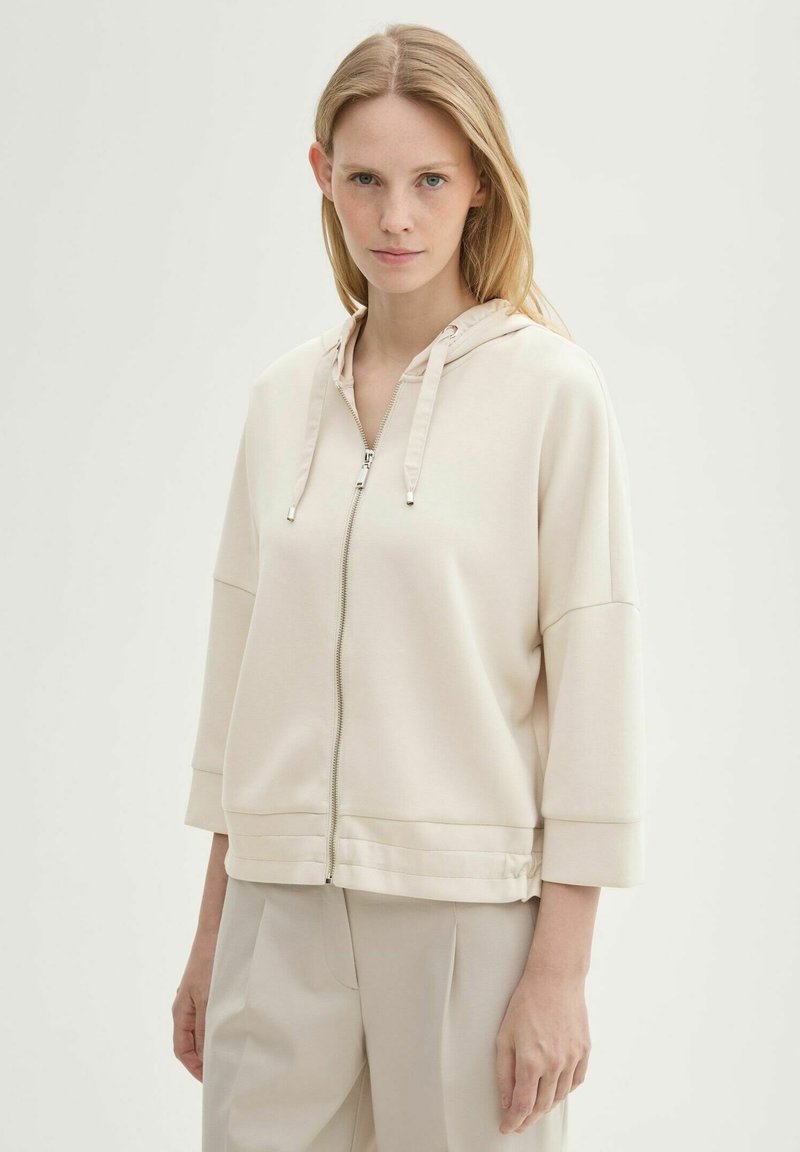 TOM TAILOR Majica s kapuljačom i patentnim zatvaračem - dusty beige