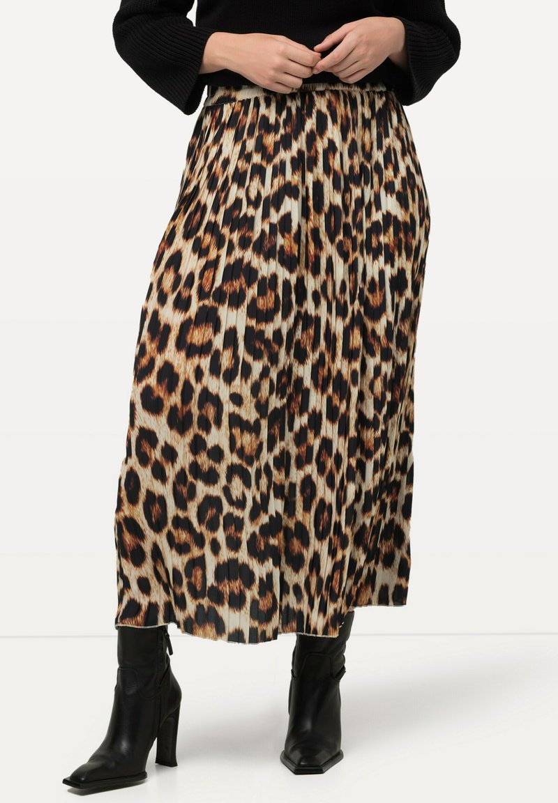 Ulla Popken LEOPARD PRINT Pliceret nederdel /Nederdele med folder