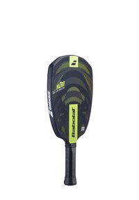 Babolat WZRd pickleball paddle med et sort og limegrønt design, tekstureret greb og et karakteristisk geometrisk mønster på ansigtet.