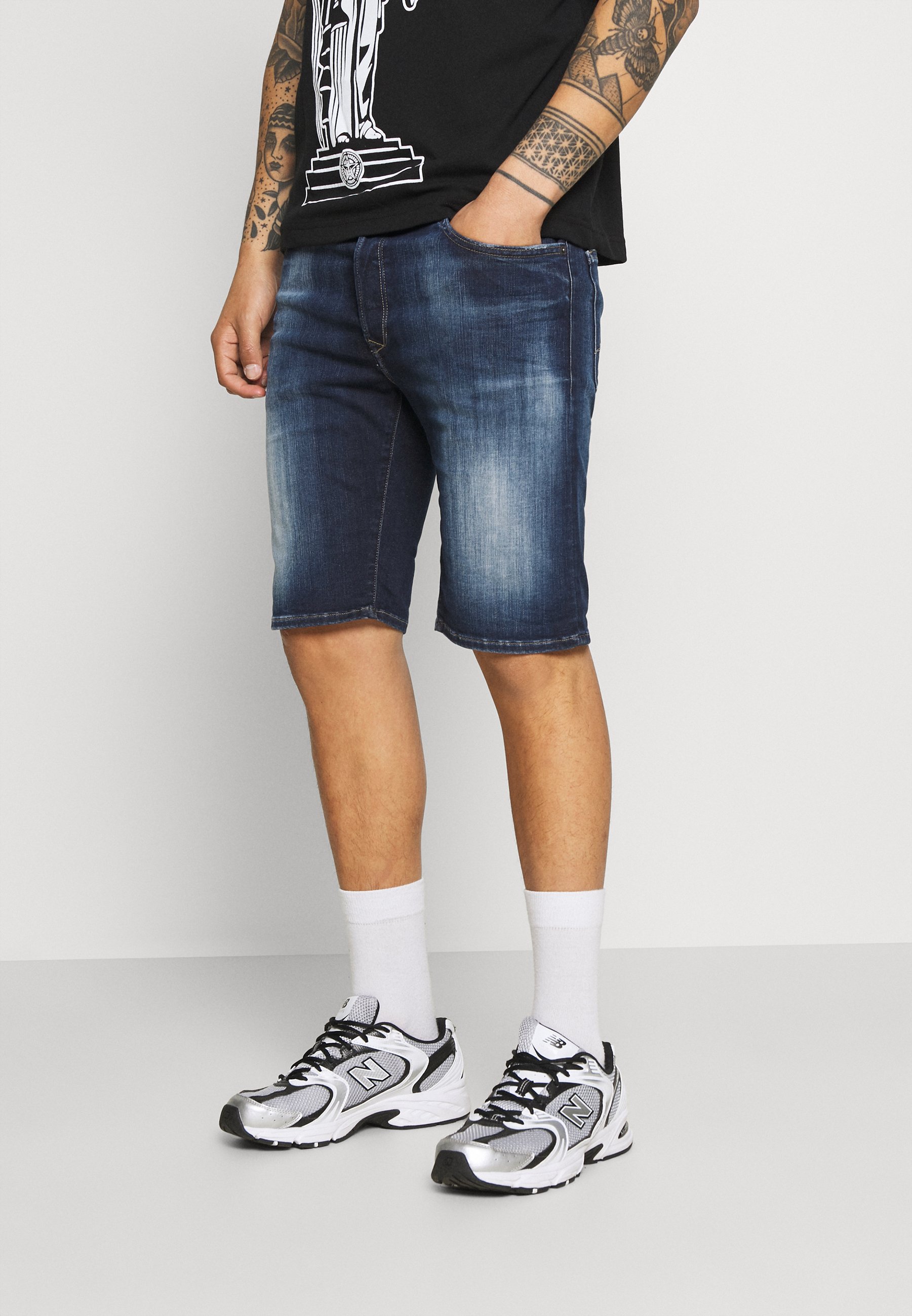 Replay HYPERFLEX - Denim shorts - dark blue/dark-blue denim - Zalando.co.uk