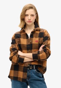 Superdry & Co CHECK - Cappotto corto - camel black check