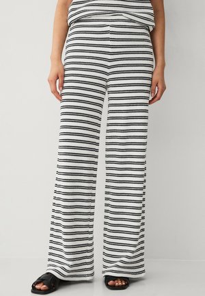 MIT STREIFEN - Pantalon classique - schwarz weiß gestreift