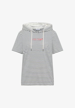 Cecil, KURZARM SHIRT MIT KAPUZE UND GLITZER - T-shirt imprimé - vanilla white