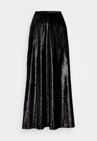 BIAS-CUT METALLIC VELVET MERMAID SKIRT - A-silueta svārki - black