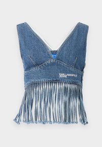 FRINGED  - Top - stone washed mid blue