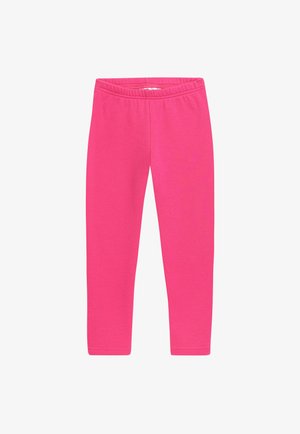 Pink leggings with a smooth texture, featuring an elastic waistband and a tapered design, suitable for casual or active wear.