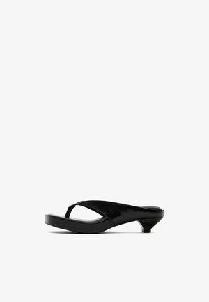 Massimo Dutti MID-HEEL SANDALS WITH TOE DIVIDER - Sandales tongs - black